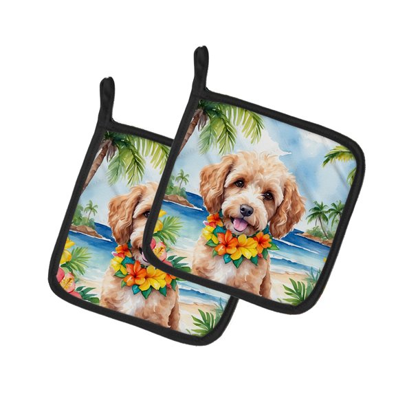 Cockapoo Luau Pair of Pot Holders