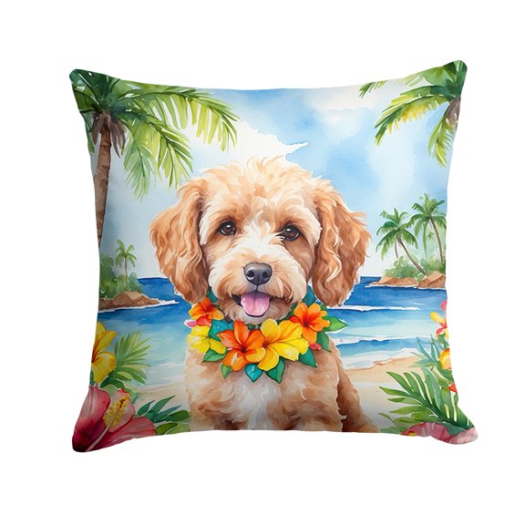 Cockapoo Luau Throw Pillow 14 in x 14 in