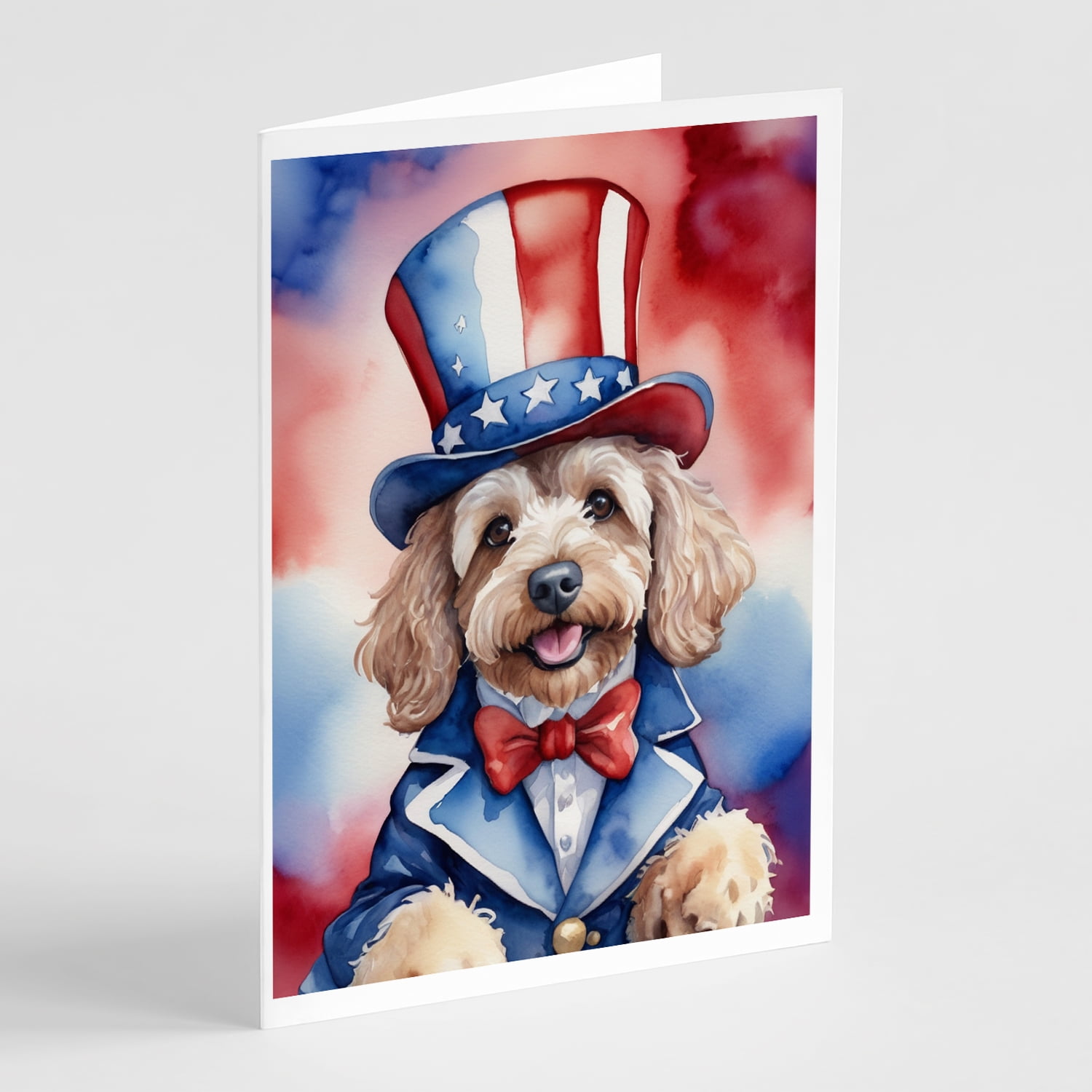Cockapoo Patriotic American Greeting Cards Pack of 8 7 in x 5 in ...
