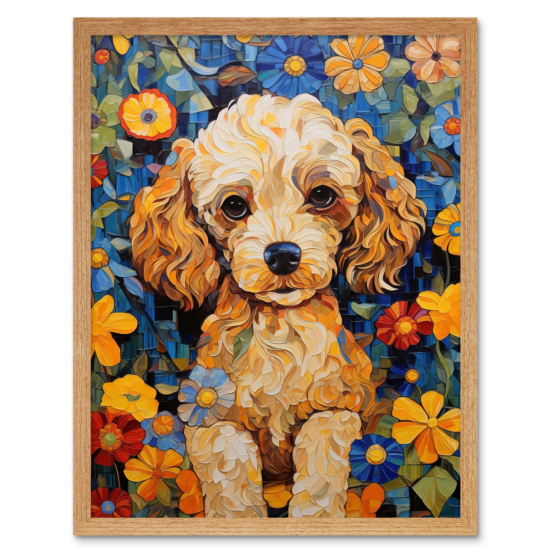 Cockapoo Puppy Oil Painting Colourful Bright Bold Floral Fun Art Print ...
