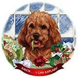 Cockapoo Red Dog Porcelain Ornament Pet Gift 'Santa. I Can Explain!' 2D FLAT CIRCLE Ceramic Ornament