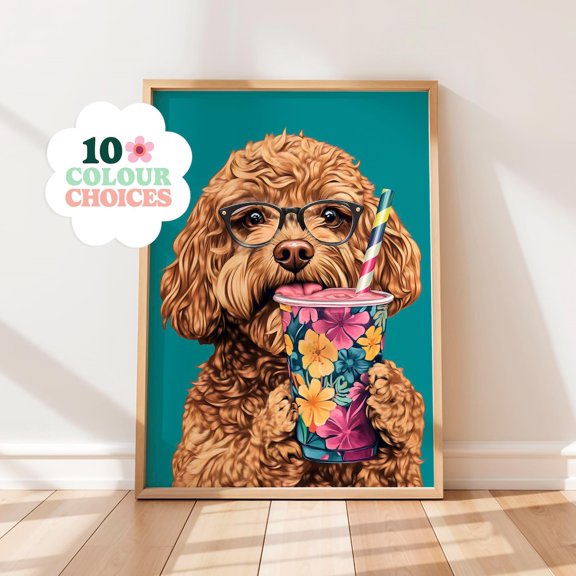 Cockapoo Smoothie Wall Art Print, Dog Kitchen Dining Decor