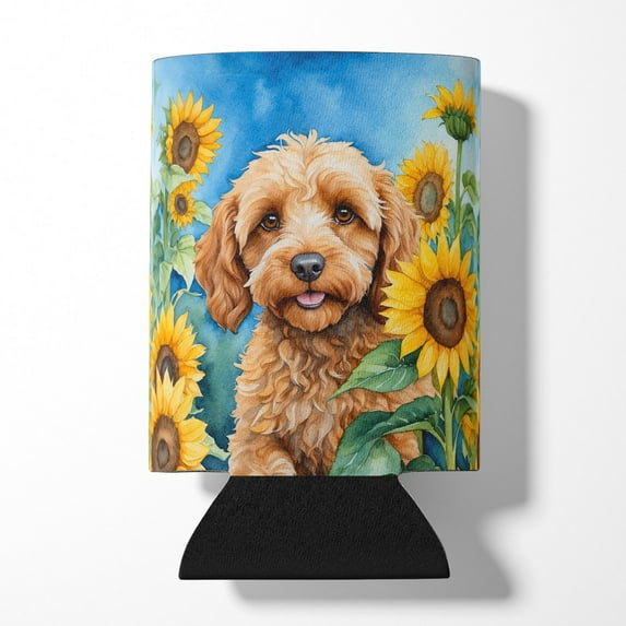 Cockapoo in Sunflowers Can or Bottle Hugger 3 in x 5 in