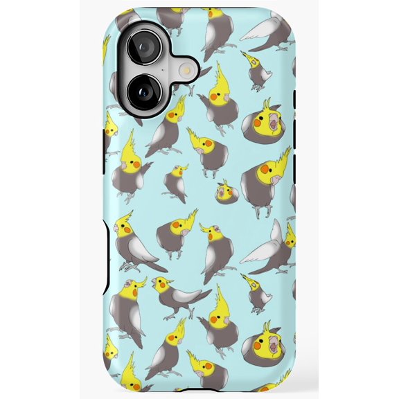 Cockatiel Doodle Pattern Cute Bird Illustration Case for iPhone 11 12 13 14 15 16 17 Pro Max