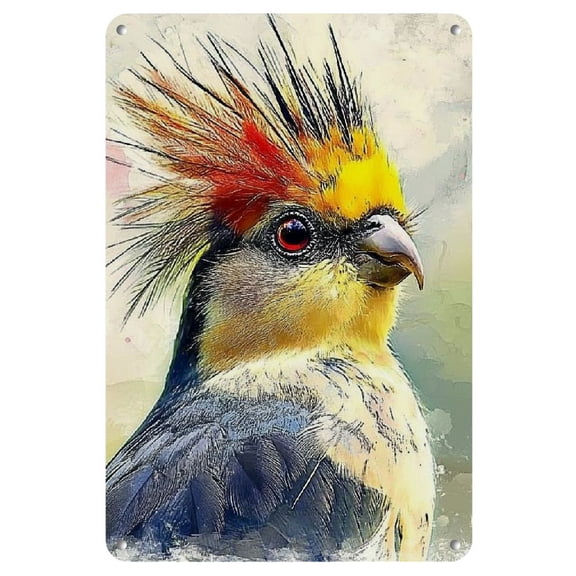 Cockatiel Iron Art Painting, 8x12 inches - Frameless Wall Decor for Home & Office