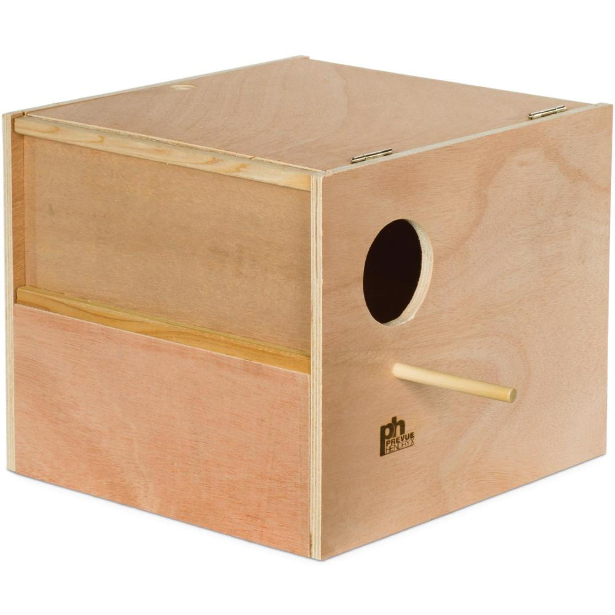 Large Natural Hardwood Cockatiel Nest Box with Slide Panels
