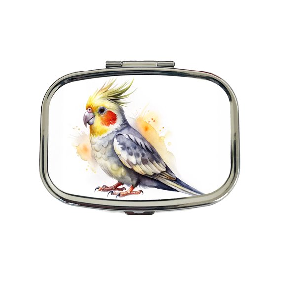 Cockatiel Parrot Bird Watercolor Small Travel Handbag Pill Box Case