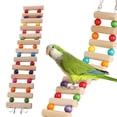 thumbnail image 1 of Cockatiel Parrot Ladder, Wooden Ladder with Colorful Beads Steps Climbing Bridge Bird Cage Play Conure Toys for Conure Parakeet Budgie Lovebirds, Parakeet Cage Accessories, Khaki, 1 of 8