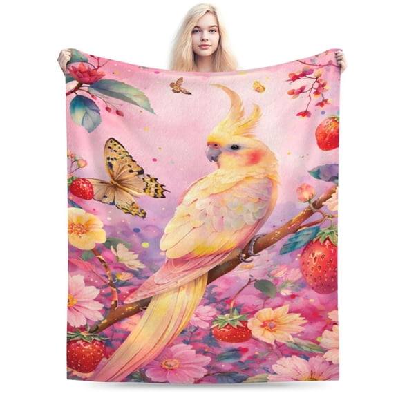 Cockatiel Throw Blanket Cockatiel Parrot Bird Gifts for Kids Girls Adults Women Soft Cozy Warm Plush Fluffy Fuzzy Fleece Blanket Decor 60x50