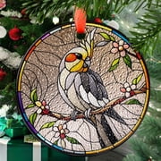 Cockatiel bird on branch GLASS Hanging, Bird Lover Decor, Bird Nerd, Home Decor, Bird Suncatcher Decor, Cockatiel bird Decor, Ornament 2025, Holiday Decoration, 2025, Festive Home