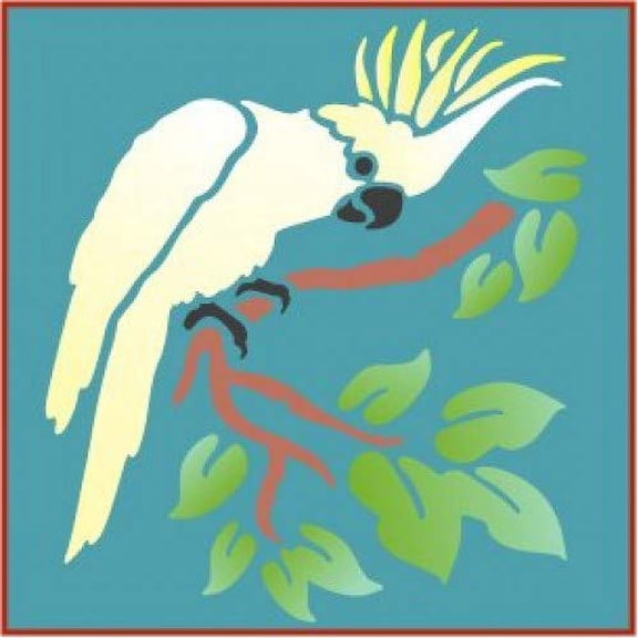 Cockatoo Stencil - Tropical Rainforest Jungle Bird Mylar Crafting DIY - The Artful Stencil