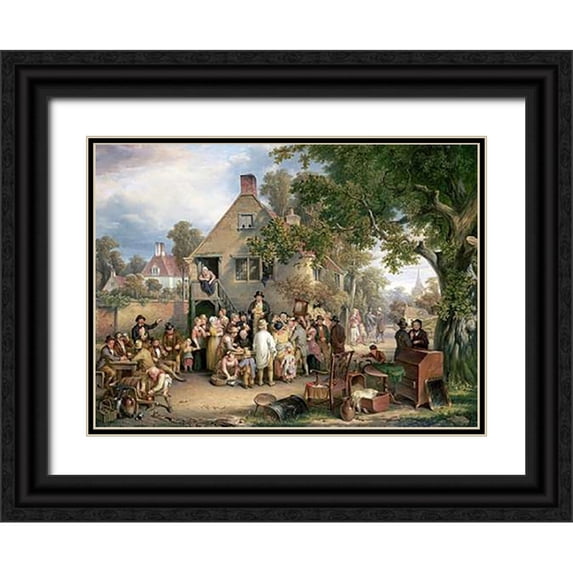 Cockburn, Edwin 14x11 Black Ornate Wood Framed with Double Matting Museum Art Print Titled - An Auction In a Village