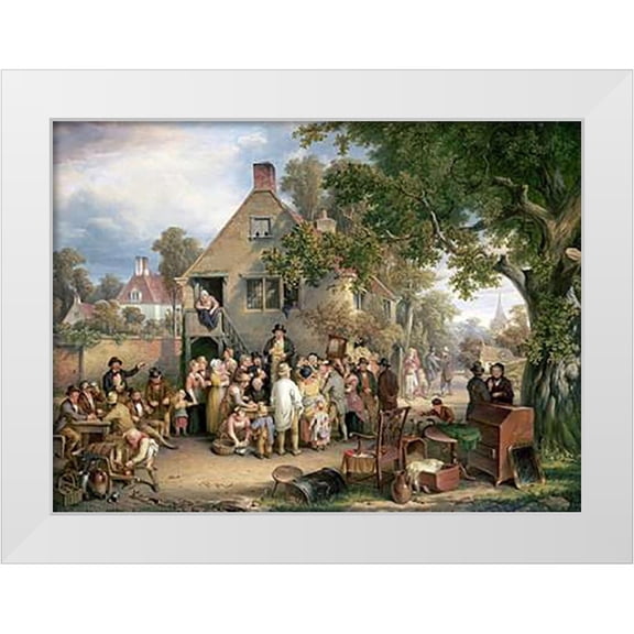Cockburn, Edwin 14x11 White Modern Wood Framed Museum Art Print Titled - An Auction In a Village