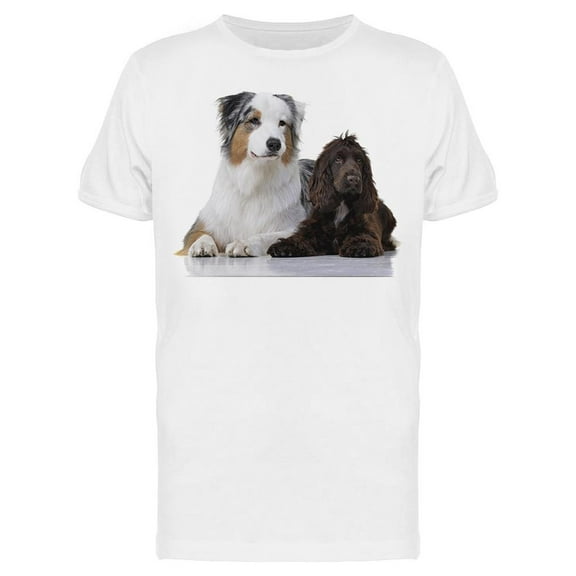 Cocker And Australian Shepherd  T-Shirt Men -Image by Shutterstock, Male x-Large