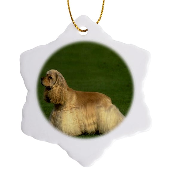 3drose, Cocker Spaniel, 3 inch Snowflake Porcelain Ornament