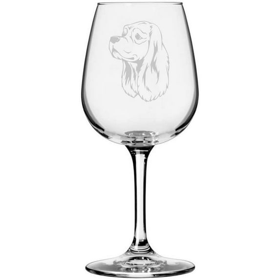 Cocker Spaniel American Dog Themed Etched 12.75oz Libbey Wine Glass