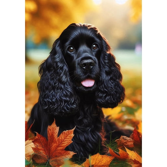 Cocker Spaniel Black - Best of Breed DCR Falling Leaves House Flag 28" x 40"