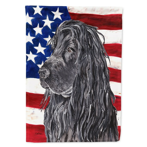 Cocker Spaniel Black USA American Flag Garden Flag