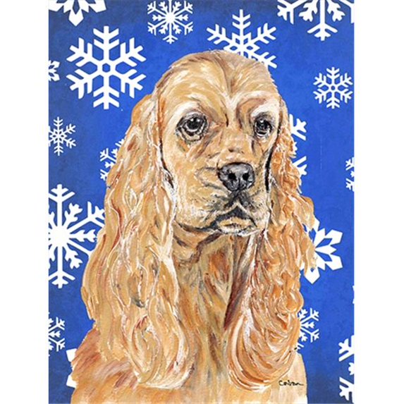 Cocker Spaniel Blue Snowflake Winter Flag Canvas House Size