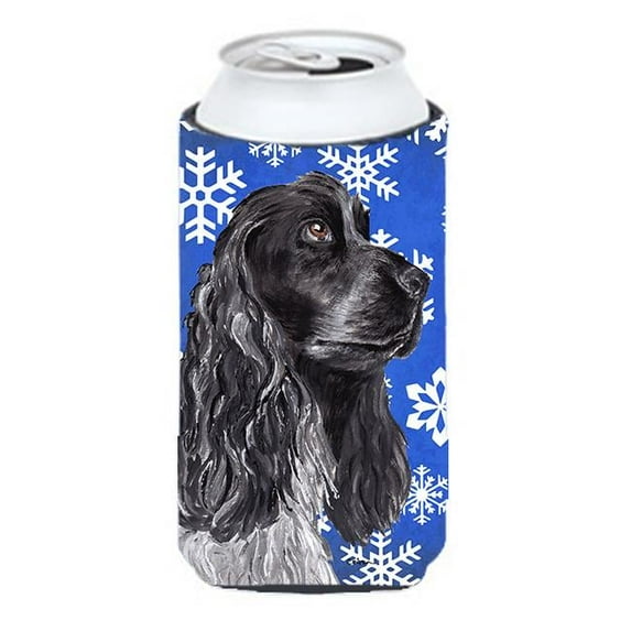 Cocker Spaniel Blue Snowflake Winter Tall Boy bottle sleeve Hugger - 22 To 24 oz.