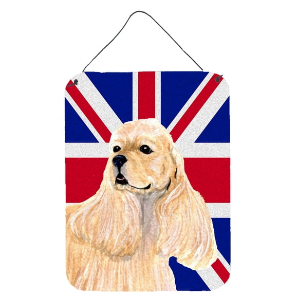 Cocker Spaniel Buff with English Union Jack British Flag Wall or Door Hanging Prints