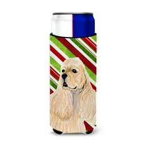 Cocker Spaniel Candy Cane Holiday Christmas Ultra Hugger for slim cans