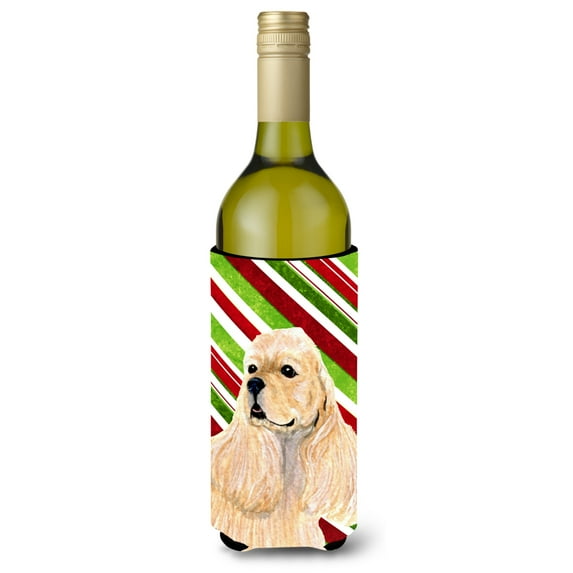 Cocker Spaniel Candy Cane Holiday Christmas Wine Bottle Hugger