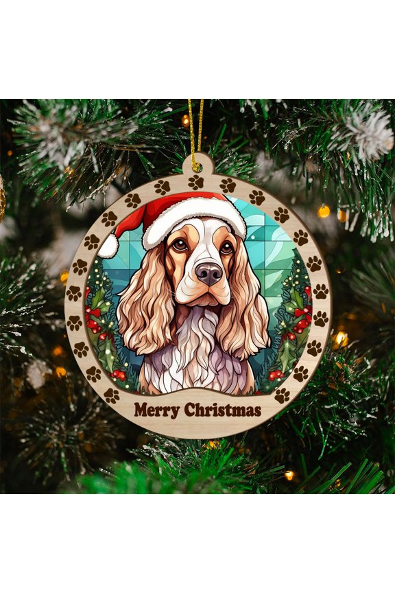Cocker Spaniel Christmas Dog Ornament, Cocker Spaniel Dog Christmas Stained Glass, Cocker Spaniel Dog Suncatcher Christmas Tree Decor, Xmas Dog Gift