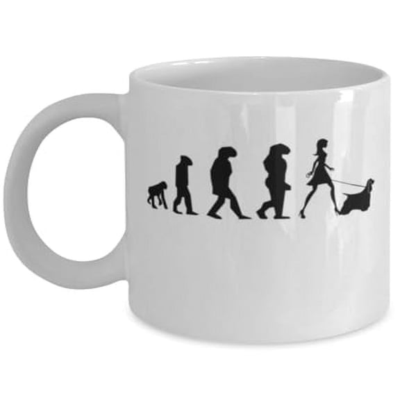 Cocker Spaniel Coffee Mug, Evolution Of Dog Owners, Pets Gift, White Ceramic Cup