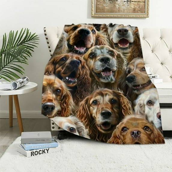 Cocker Spaniel Dog Blanket for Kids Adults, Animal Print Plush Blanket, Double Sided Fabric Lamb Wool Flannel Throw Blanket (Queen, Inches)