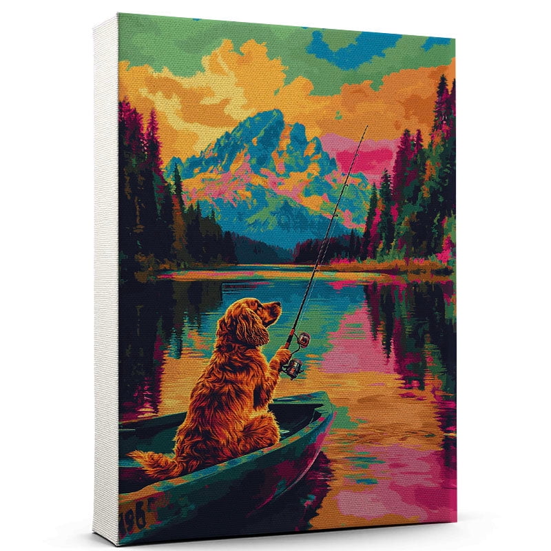 Cocker Fish Cocker Spaniel Dog Canvas Fishing Canvas – Cute Cocker Spaniel Canvas ...