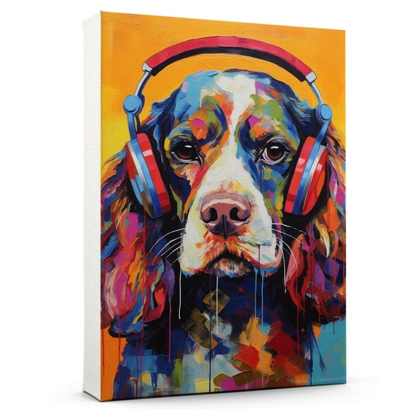 Cocker Spaniel Dog Headphone Wall Art Dog Decor Dog Painting Room Decor Animal Wall Art Animal Posters Dog - modern wall Decor - room wall decor
