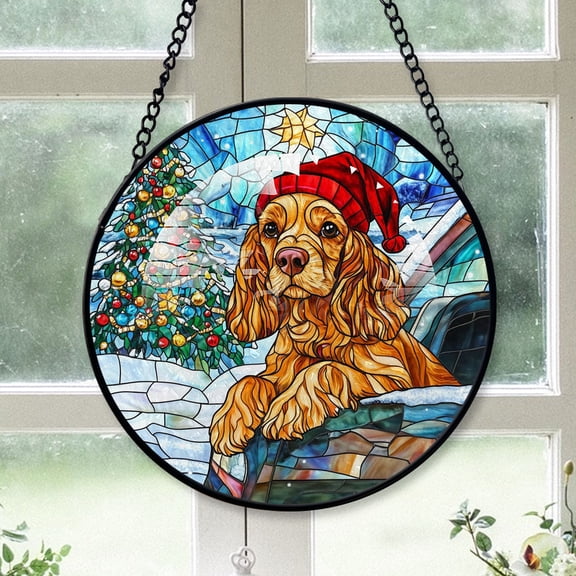 Cocker Spaniel Dog Ornament Christmas 2025 - Cocker Spaniel Dog Stained Glass SunCatcher Christmas Decorations, Dog Christmas Gifts for Family