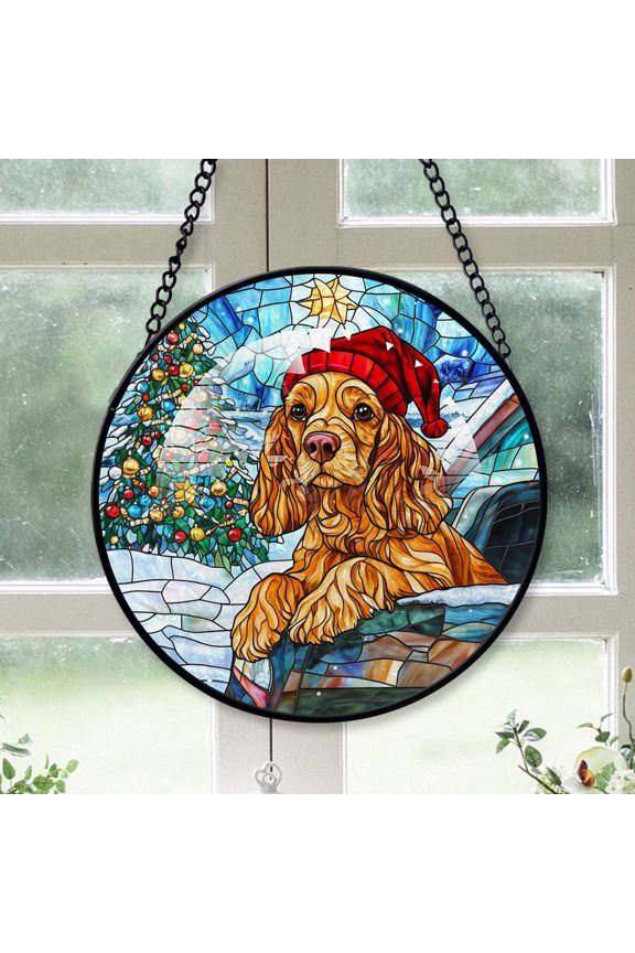Cocker Spaniel Dog Ornament Christmas 2025 - Cocker Spaniel Dog Stained Glass SunCatcher Christmas Decorations, Dog Christmas Gifts for Family