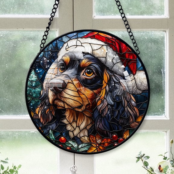 Cocker Spaniel Dog Ornament Christmas 2025 - Cocker Spaniel Dog Stained Glass SunCatcher for Window Christmas Tree, Dog Decor, Holiday, Xmas Gift