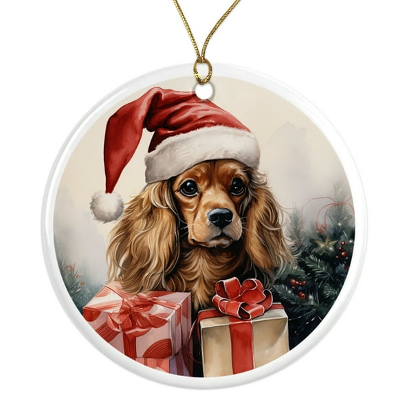 Cocker Spaniel Dog Ornament - Pet Ornament for Christmas Tree - 3" Round Ceramic - Printed in USA - Puppy New Dog - Dog Mom - Dog Dad - Pet Owner - Xmas Decoration DOG072