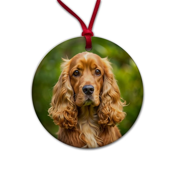 Cocker Spaniel Dog Photo Christmas Tree Holiday Round Ceramic Ornament