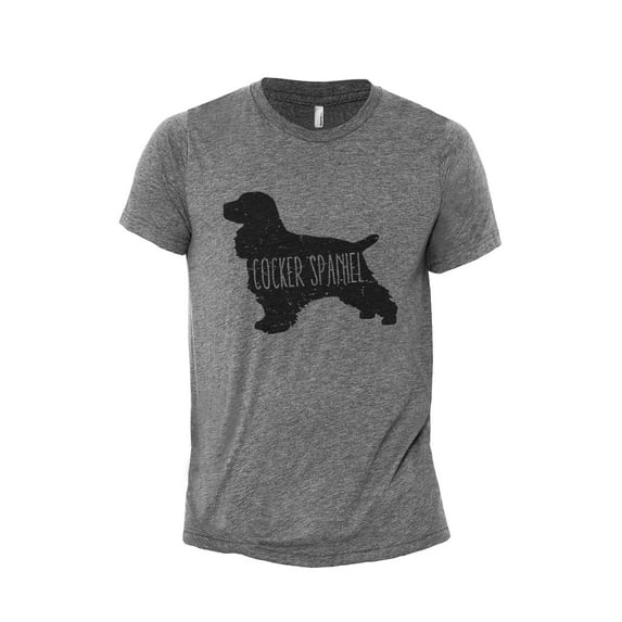 Cocker Spaniel Dog Silhouette Men's Modern Fit Fun Casual T-Shirt Printed Graphic Tee Heather Grey X-Large
