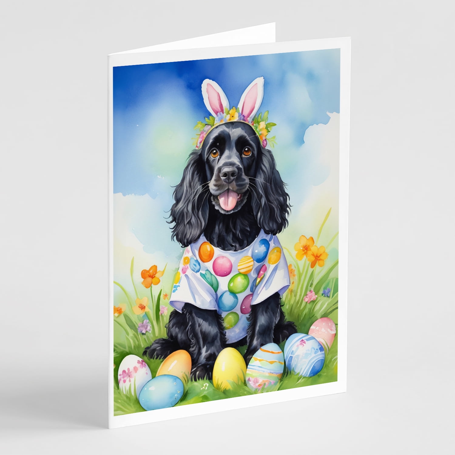 Cocker Spaniel Easter Egg Hunt Greeting Cards Pack of 8 7 in x 5 in