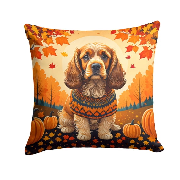 Cocker Spaniel Fall Fabric Decorative Pillow 14 in x 14 in