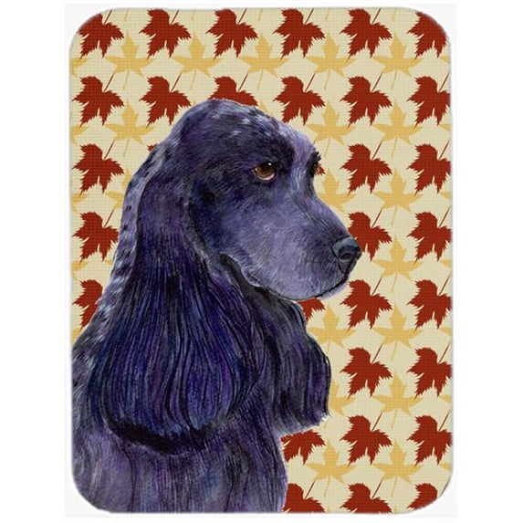 Cocker Spaniel Fall Leaves Portrait Glass Cutting Board- Large