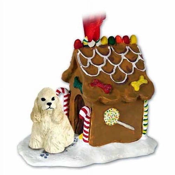 Cocker Spaniel Gingerbread House Christmas Ornament Blonde - DELIGHTFUL!