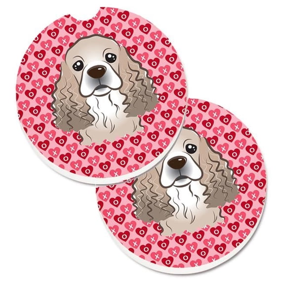 Cocker Spaniel Hearts Cup Holder Car Coasters - Set of 2