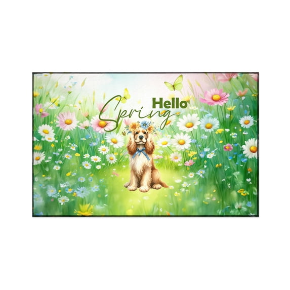 Cocker Spaniel Hello Spring Time Flower Floral Nature Indoor Rug Cockers Dog Lover Gifts Carpet Living Bed Room Sofa Home Decor - 02031