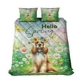 thumbnail image 1 of Cocker Spaniel Hello Spring Time Flower Floral Nature Quilt Bedding Set Cockers Dog Lover Gifts 1 Blanket Bed Cover 2 Pillowcases - 02031, 1 of 5