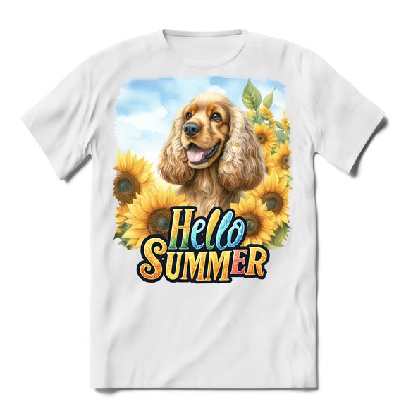 Cocker Spaniel Hello Summer Sunshine Sunflowers Spring Retro Vintage Shirt T-shirt Unisex Merch Cockers Dog Lover Gifts - 00008