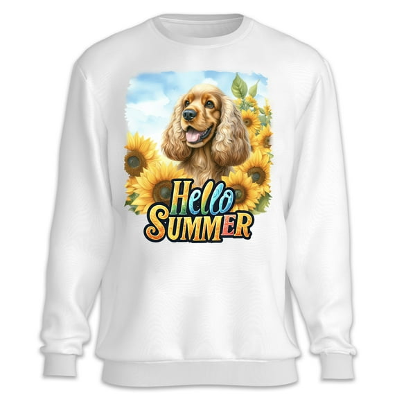 Cocker Spaniel Hello Summer Sunshine Sunflowers Spring Retro Vintage Sweatshirt Unisex Merch Cockers Dog Lover Gifts - 00008