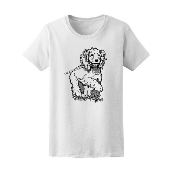 Cocker Spaniel Ink Drawing T-Shirt Women -Image by Shutterstock, Female Medium