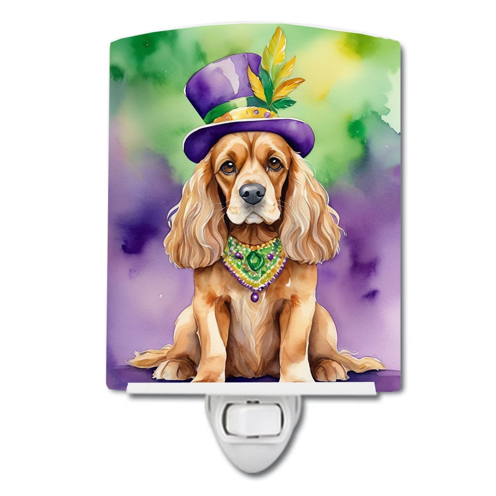 Cocker Spaniel King of Mardi Gras Ceramic Night Light 4 in x 6 in