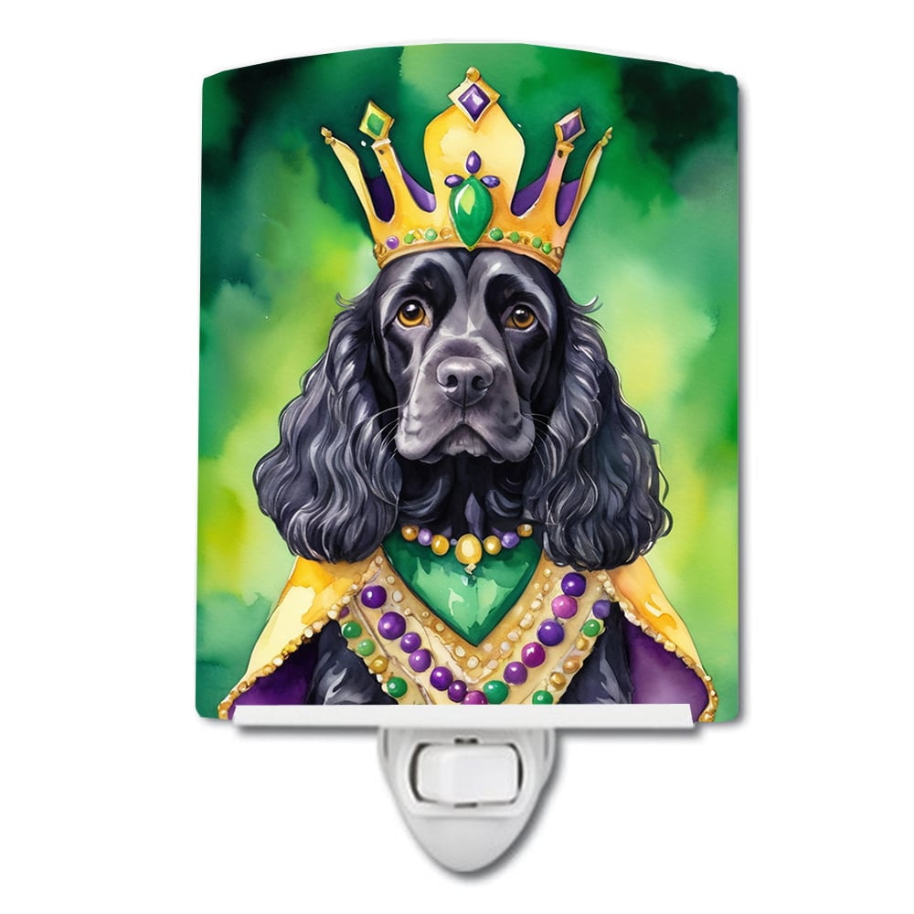 Cocker Spaniel King of Mardi Gras Ceramic Night Light 4 in x 6 in